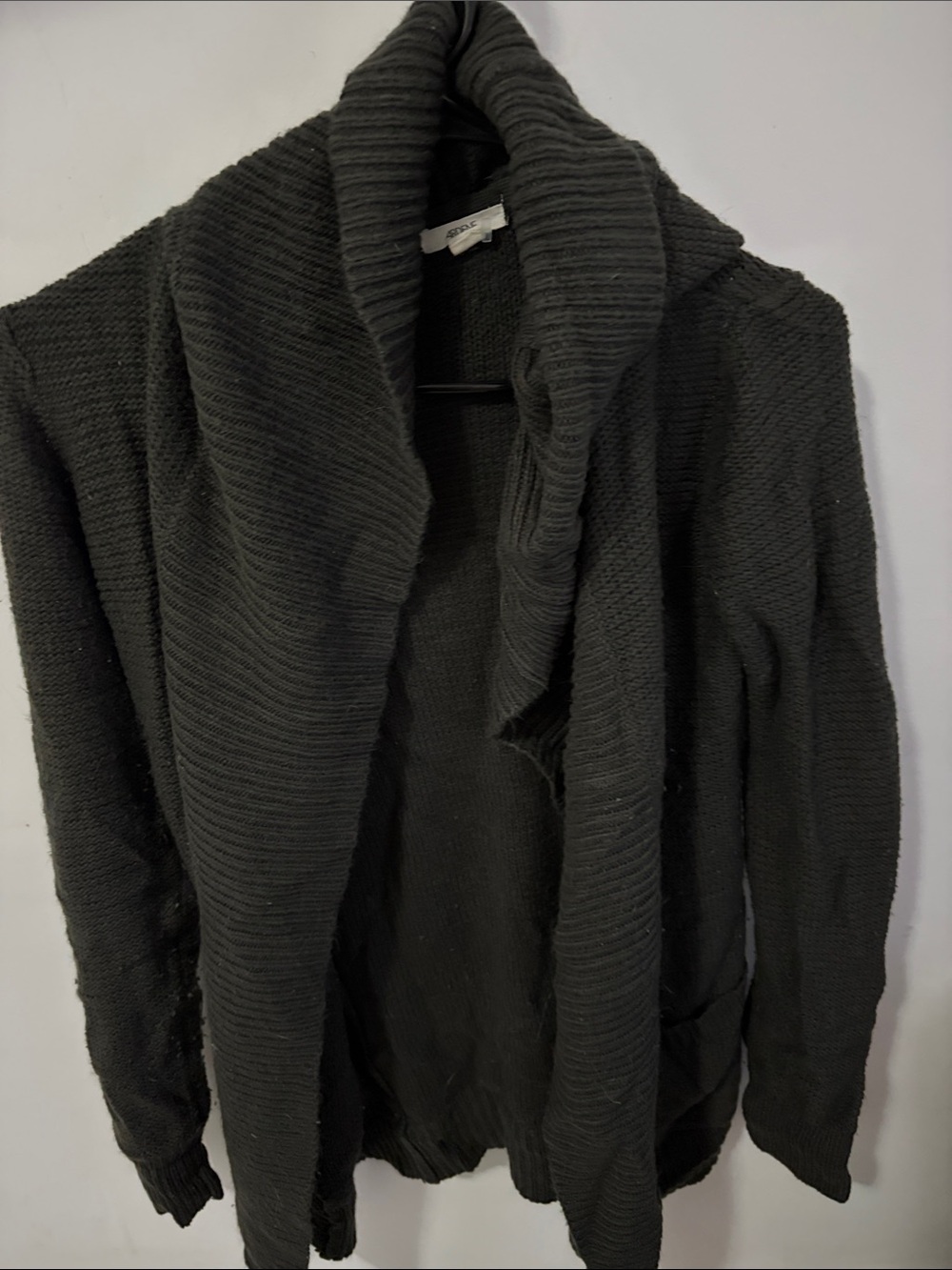 Ardene Black Ribbed Shawl Collar Open-Front Cardigan